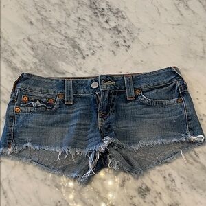 True Religion low rise jean shorts 
Size: 28